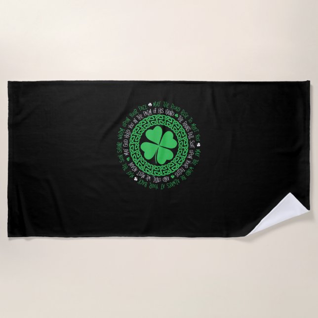 Toalla De Playa Abendecimiento Irlandés Knot Celtic 4 Leaf Clover  (Anverso)