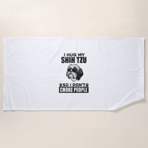 Toalla De Playa Abrazo mi Shih Tzu para no asfixiar a la gente de