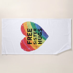 Toalla De Playa Abrazos gratis de hermana Mes de orgullo LGBT Gay