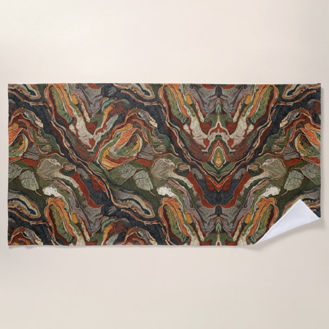 Toalla De Playa Abstract Earth Tone Swirl Pattern (Anverso)