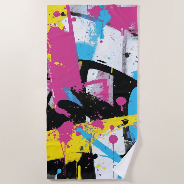 Toalla De Playa Abstract Graffiti Splash Urban Pop Art (Anverso)