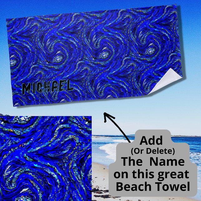 Toalla De Playa Abstract Light & Dark Blue Swirls (Subido por el creador)