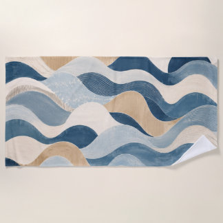 Toalla De Playa Abstract Modern Ocean Wave Pattern Coastal Blue Be