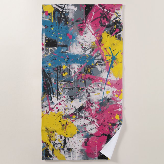 Toalla De Playa Abstract Paint Splash Urban Art (Anverso)