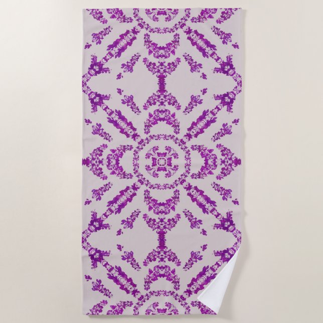 Toalla De Playa Abstract Purple Orchid Flower Design Pattern Art (Anverso)