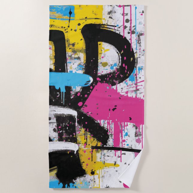 Toalla De Playa Abstract Urban Graffiti Splash Art (Anverso)