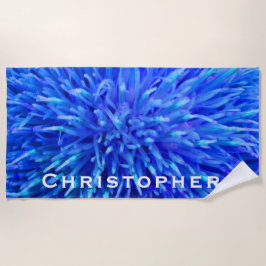 Toalla de playa abstracta azul con el nombre