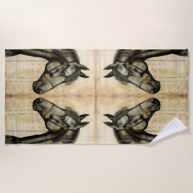 Toalla De Playa Acentos garabateados del equino armónico (Anverso)