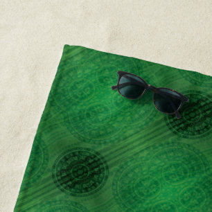 Toalla De Playa Aceptación   Medallones de Meditación Verde