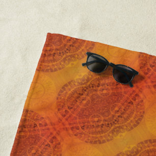 Toalla De Playa Aceptación   Medallones del Boho amarillo Naranja 
