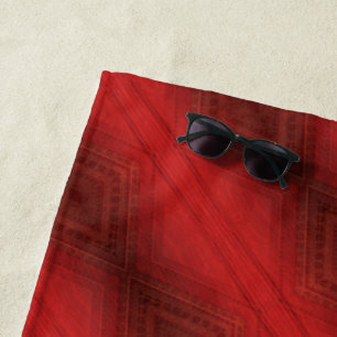 Toalla De Playa Aceptación   Patrón de Boho Ecléctico Rojo