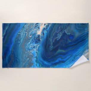 Toalla De Playa Ácido de mármol azul textura Arte fluido