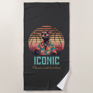 Toalla De Playa Actitud de gatos tropicales sin tiempo