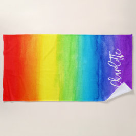 Toalla De Playa Acuarela arcoiris colorido personalizado moderno