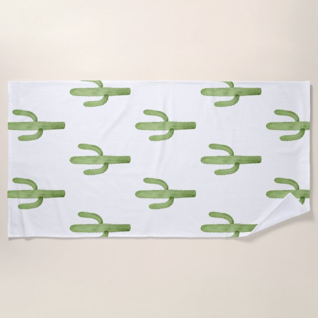 Toalla de playa acuarela cactus (Anverso)