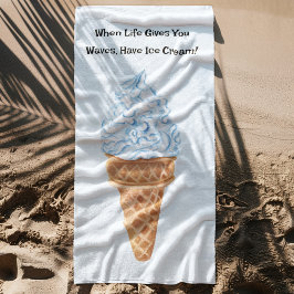 Toalla De Playa Acuarela Cuando la vida agita, tener helado azul