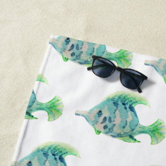 Toalla De Playa Acuarela de animales artísticos Pescado tropical a