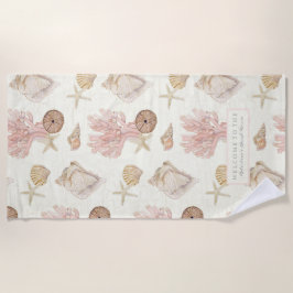 Toalla De Playa Acuarela de la cáscara de la marisma marina oceáni