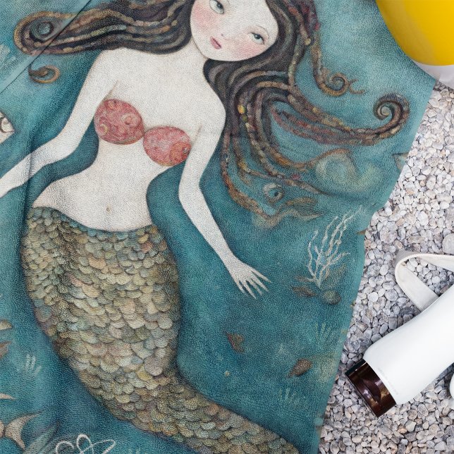 Toalla De Playa Acuarela de Mermaid (Subido por el creador)