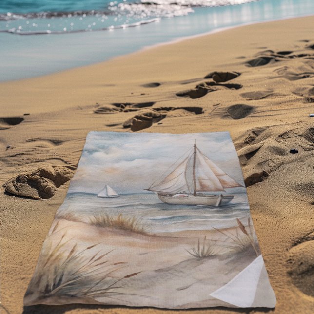 Toalla De Playa Acuarela de Vela Pacífica (Subido por el creador)