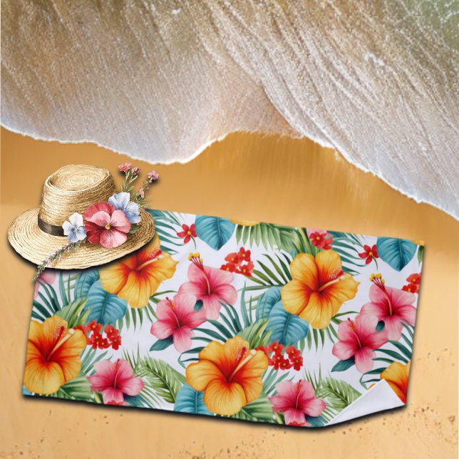 Toalla De Playa Acuarela exótica floral hawaiana (Subido por el creador)