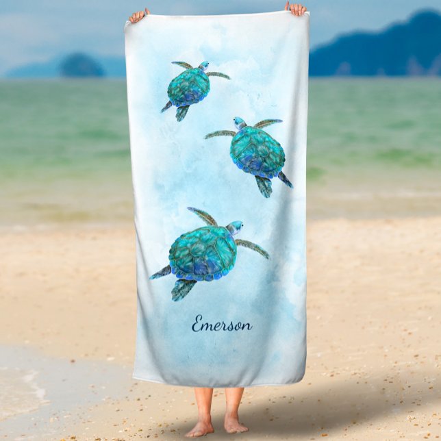 Toalla De Playa Acuarela Mar Turca Océano Tropical (Subido por el creador)
