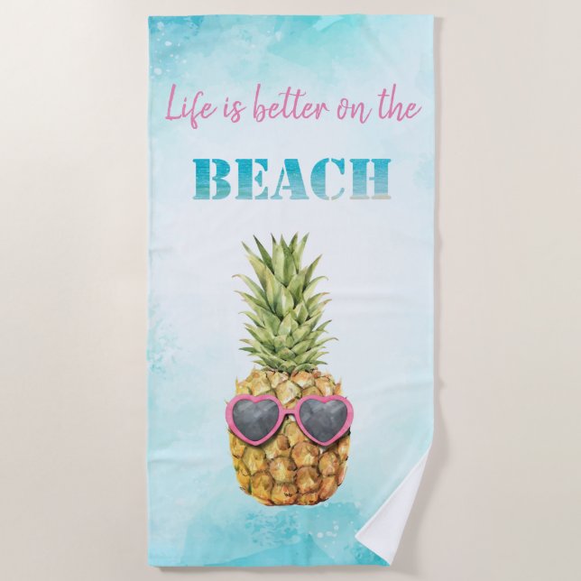 Toalla De Playa Acuarela Piña Fría (Anverso)