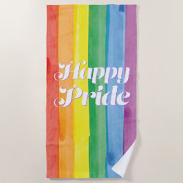 Toalla De Playa Acuarelas Feliz Orgullo Arcoíris
