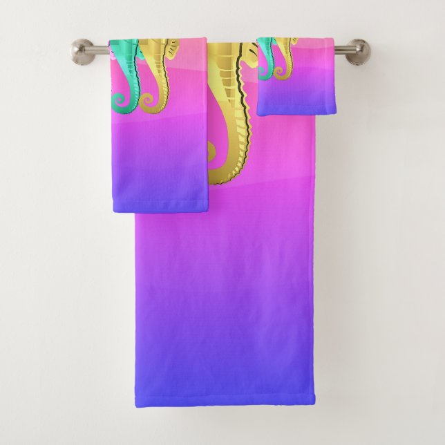 Toalla de playa acuática náutica/rosa/azul/caballi (In situ)