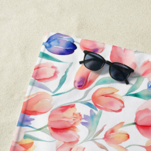 Toalla de playa acuática Tulips Pattern