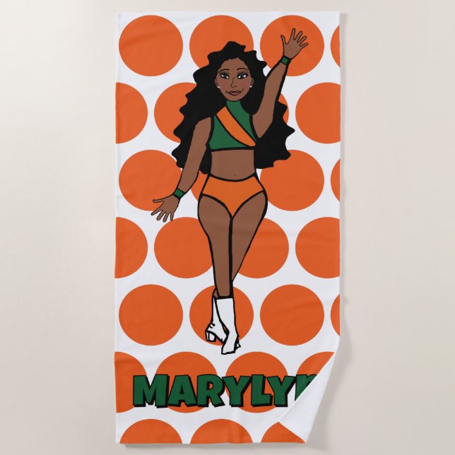 Toalla De Playa Add A Name  Beach Towel Green /Orange (Anverso)