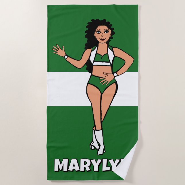Toalla De Playa Add A Name  Beach Towel Green /White (Anverso)