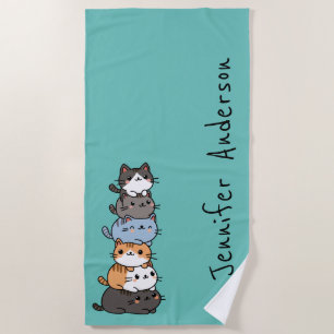 Toalla De Playa Adorable Kawaii Pila De Gatitos Personalizados