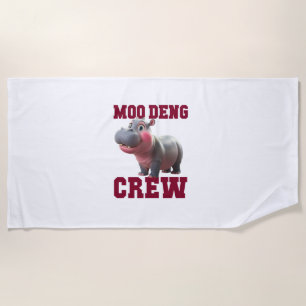 Toalla De Playa Adorable MOO DENG CREW Baby Hippo Squad Lunch Lady