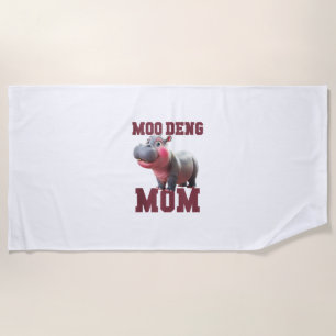 Toalla De Playa Adorable MOO DENG MOM Baby Hippo Mama Dabbing Prin
