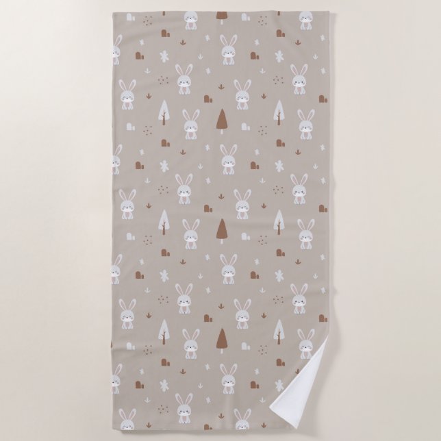 Toalla de playa Adorable Rabbit Pattern (Anverso)
