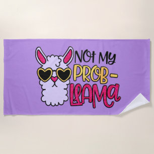 Toalla De Playa Adorables Lama Love Not My Probllama Purple