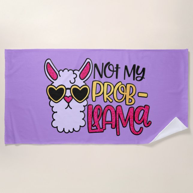 Toalla De Playa Adorables Lama Love Not My Probllama Purple (Anverso)