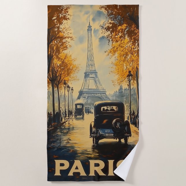 Toalla De Playa Afiche de viaje de París de los años 30 (Anverso)