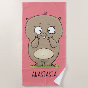 Toalla De Playa Afortunadamente adorable personalizado de hámster 