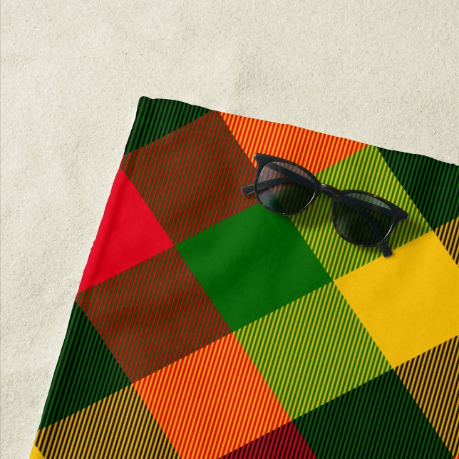 Toalla De Playa  African Rasta Reggae Colours Plaid Pattern Design (Subido por el creador)
