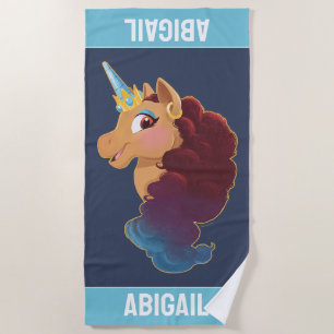 Toalla De Playa Afro Unicornio   Divino el Unicornio