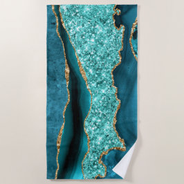 Toalla De Playa Agate Verde azulado Blue Gold Aqua Turquoise Beach