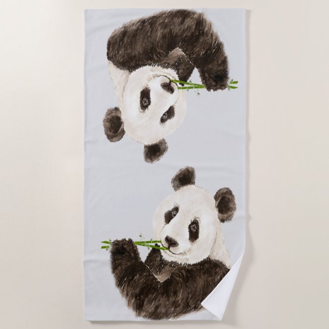 Toalla De Playa Agradable Asia Panda Bear Animal Nature Art (Anverso)