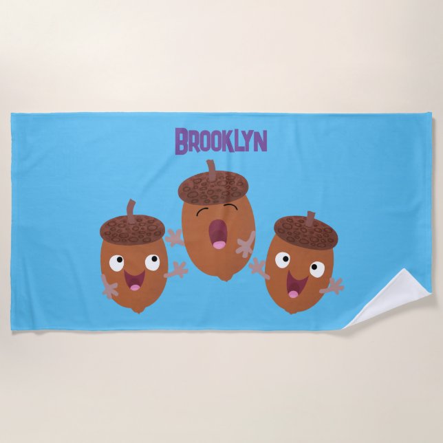 Toalla De Playa Agradables bellotas cantando personalizado para lo (Anverso)