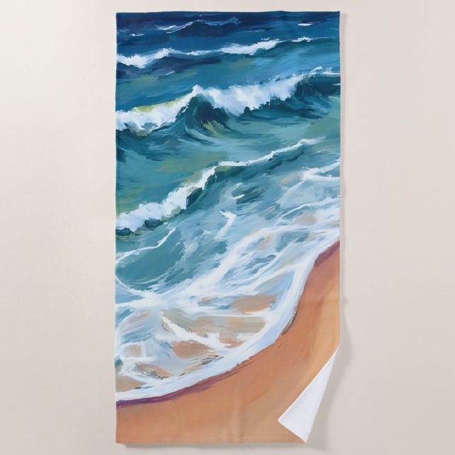 Toalla De Playa Agua de las olas del océano azul (Anverso)