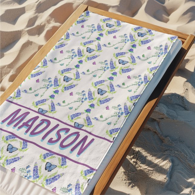 Toalla De Playa Agua floral de alto talón con mariposas (Subido por el creador)