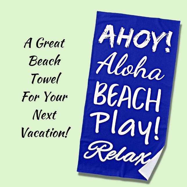 Toalla De Playa Ahoy Aloha Play Relax Blue & White (Subido por el creador)