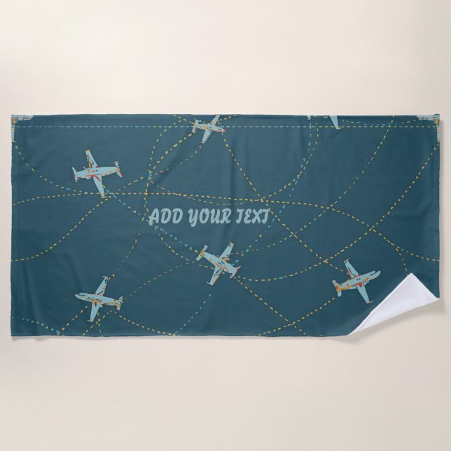 Toalla De Playa Airplane Beach Towel – Personalised with Your Text (Anverso)