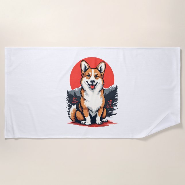 Toalla De Playa Akita Inu Dog (Anverso)
